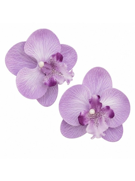 Z-A LLC Other - Purple Lavender Touch Orchid Heads Set of 2, 3.5 Inch Phalaenopsis Blooms